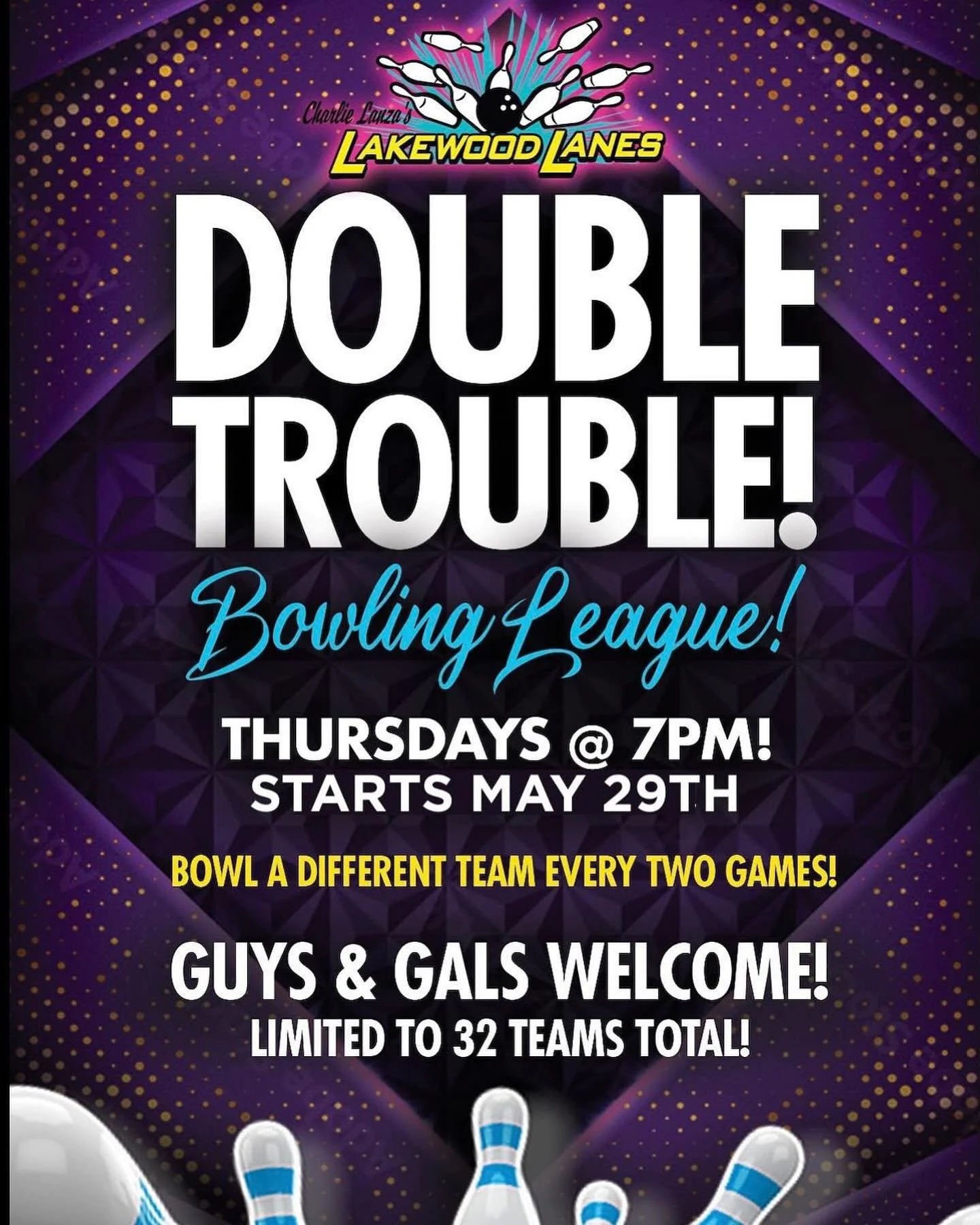 🚨This THURSDAY!!! 5-29  7PM!!
You and your best friend all you need for a great time!!! Can&rsquo;t pick between  all your buddies no problem! We can make MULTIPLE TEAMS!!