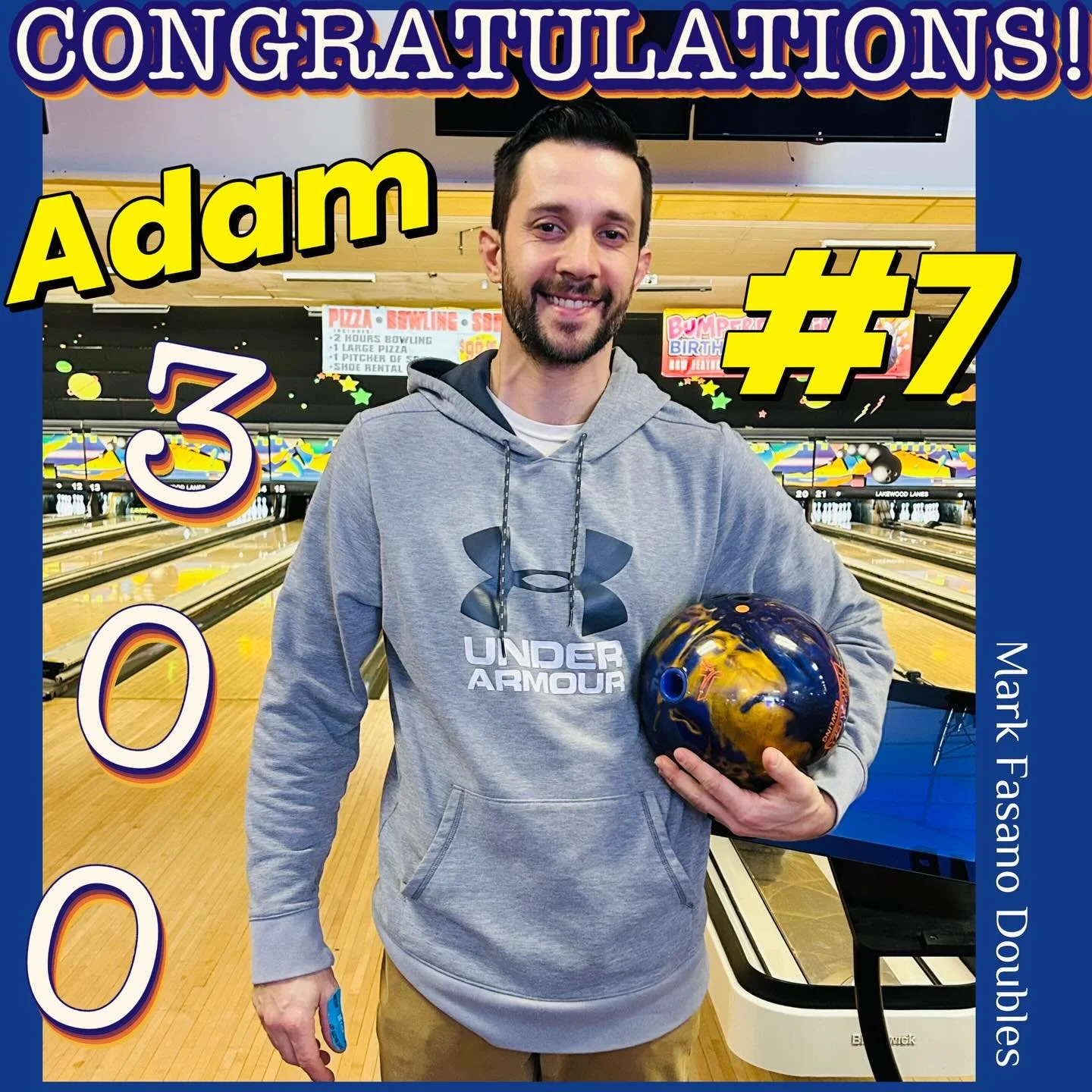 🚨PERFECT🚨GAME🚨ALERT🚨. CONGRATULATIONS ADAM !! Shooting a perfect game this morning making that #7 for him at Lakewood!! #markfasanodoubles