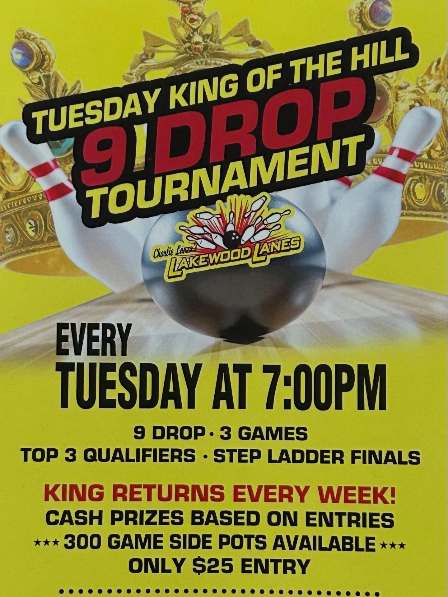 🚨TONIGHT🚨TONIGHT🚨TONIGHT🚨 OPEN FOR ANYONE!! 7:00 !! 
Who will be the FIRST KING / QUEEN 👑🎳