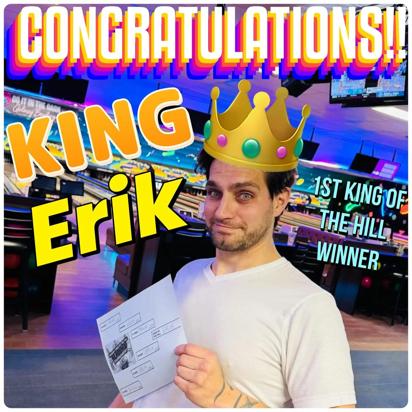 🚨KING🚨OF🚨THE🚨HILL🚨WINNER🚨
Congratulations KING E!! Your Lakewoods first crown holder for the week!! Anyone willing to take on the king?! 
See you Tuesday @ 7pm !!!