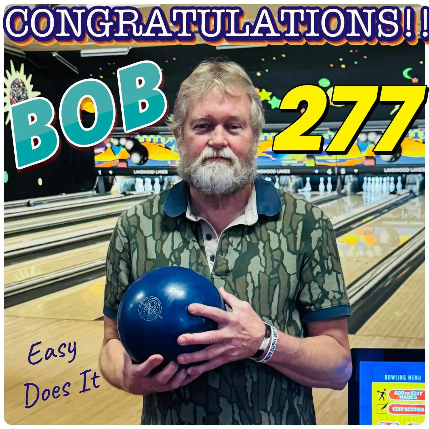 🚨NEW🚨PERSONAL🚨BEST🚨CONGRATULATIONS BOB!! He&rsquo;s still got it !! Came out rolling his first game with a 277!!! #easydoesit