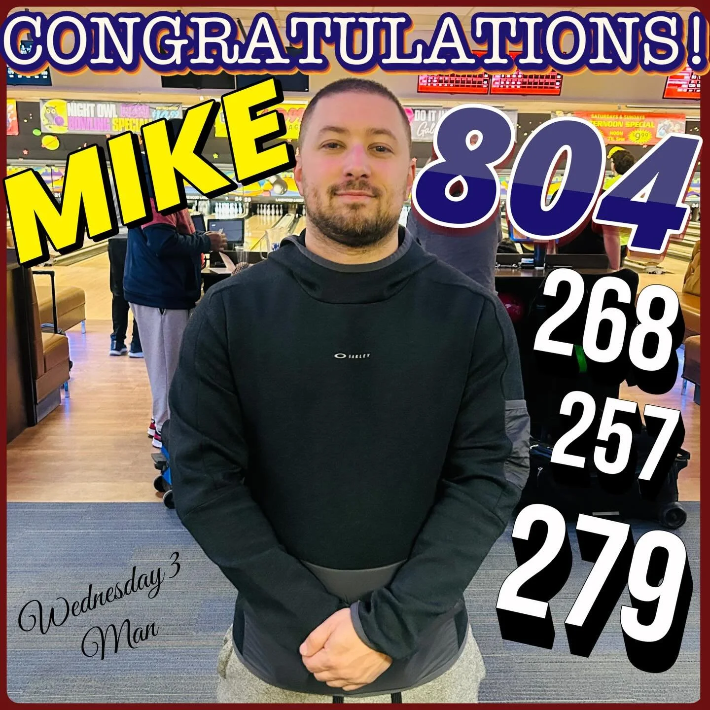 🚨PERSONAL🚨BEST🚨ALERT🚨 SETTING NUMBERS HIGH!! Congratulations MIKE!! FIRST 800 + series and personal best game 279!!!