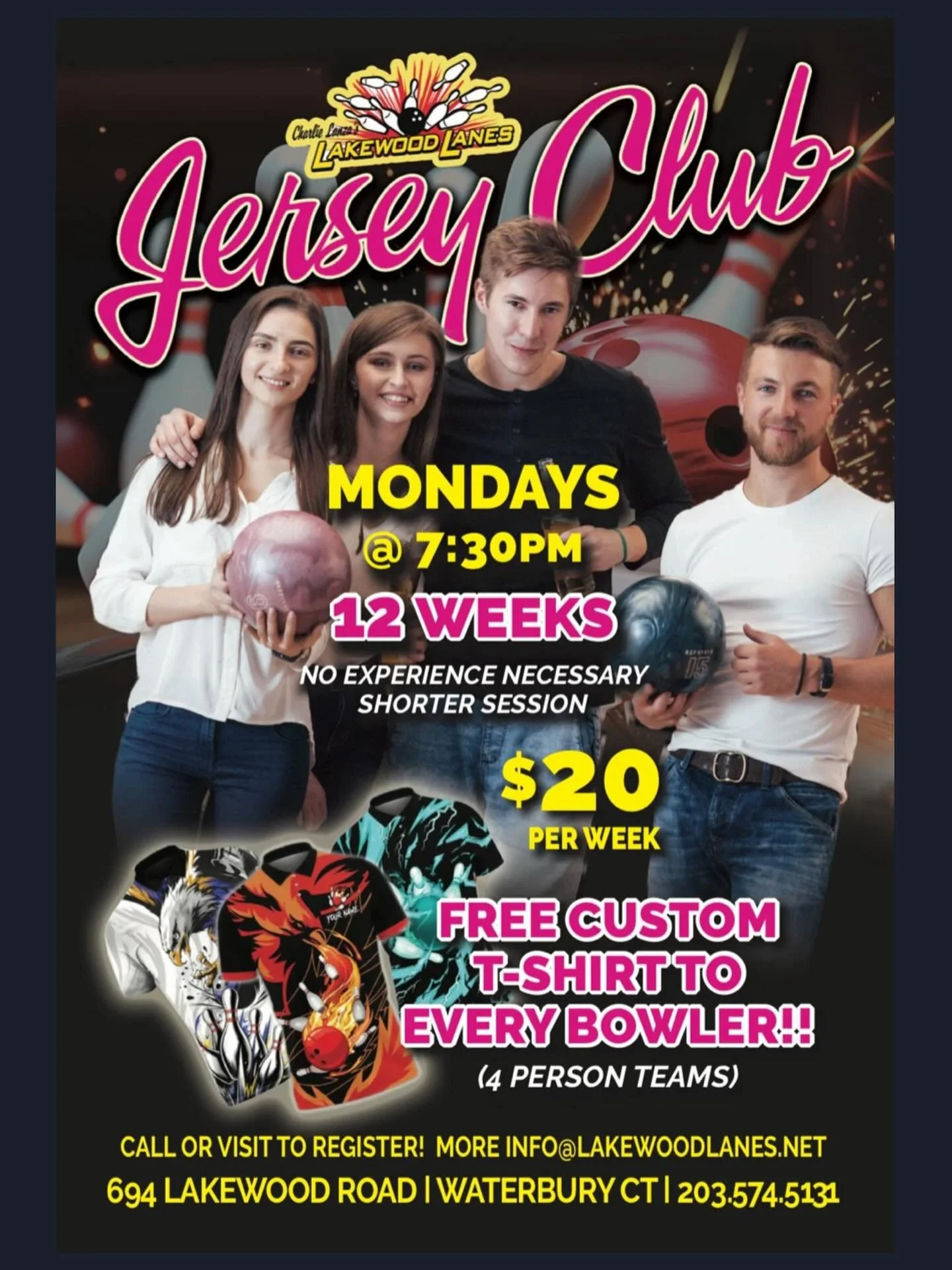 🚨NEW🚨STARTS🚨TONIGHT🚨. TONIGHT IS THE NIGHT!! 
JERSEY CLUB 7:30!!!! BOWLING IS NOW!!!
