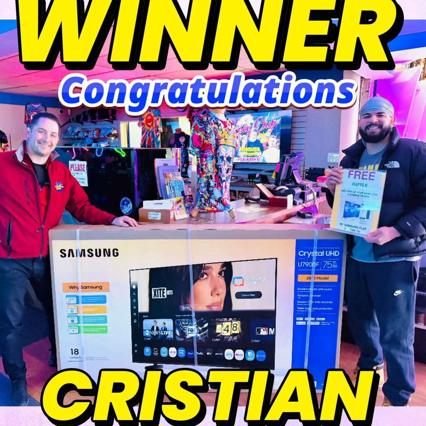 🥁🥁DRUM🥁ROLL🥁PLEASE 🥁🥁
And the WINNER OF THE 75&rdquo; TV IS CRISTIAN !!!! Congratulations enjoy your brand NEW TV!!!! 👀 Keep a look out for our NEXT RAFFLE!!!