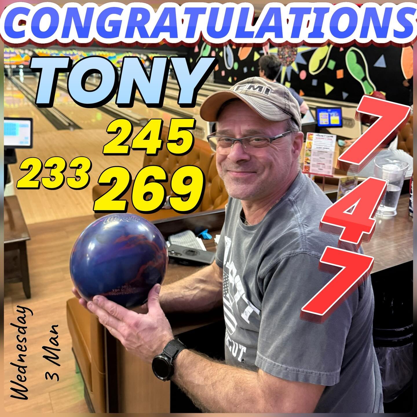 🚨AWESOME🚨BOWLING🚨ALERT🚨 congratulations TONY!!! Rolling a nice high series!! #wednesday3man