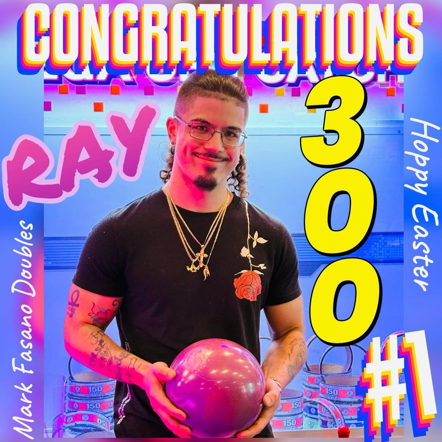 🌷PERFECT🌷GAME🌷ALERT🌷ON THIS FINE EASTER SUNDAY MORNING!! Congratulations Ray you were due for sure !!! Rolling your 1st ever 300!!!! #markfasanodoubles