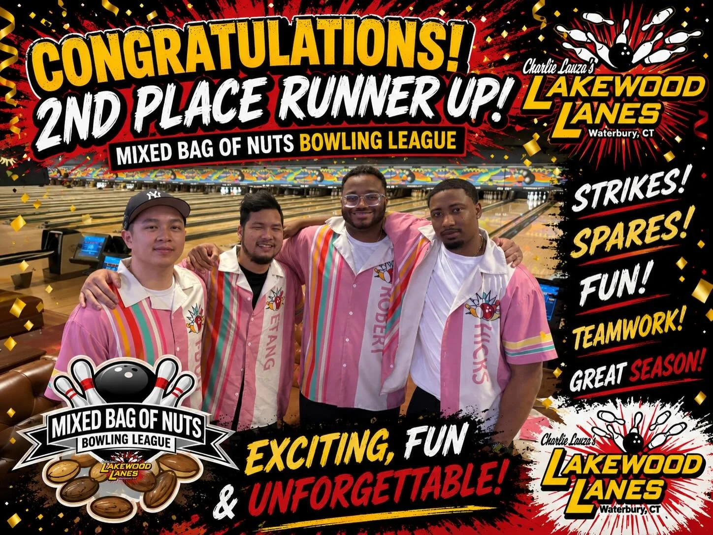 👏CONGRATULATIONS👏
🥈2ND PLACE🥈 WINNERS 
TEAM #14 EBOWLA #mixedbagofnuts🥜