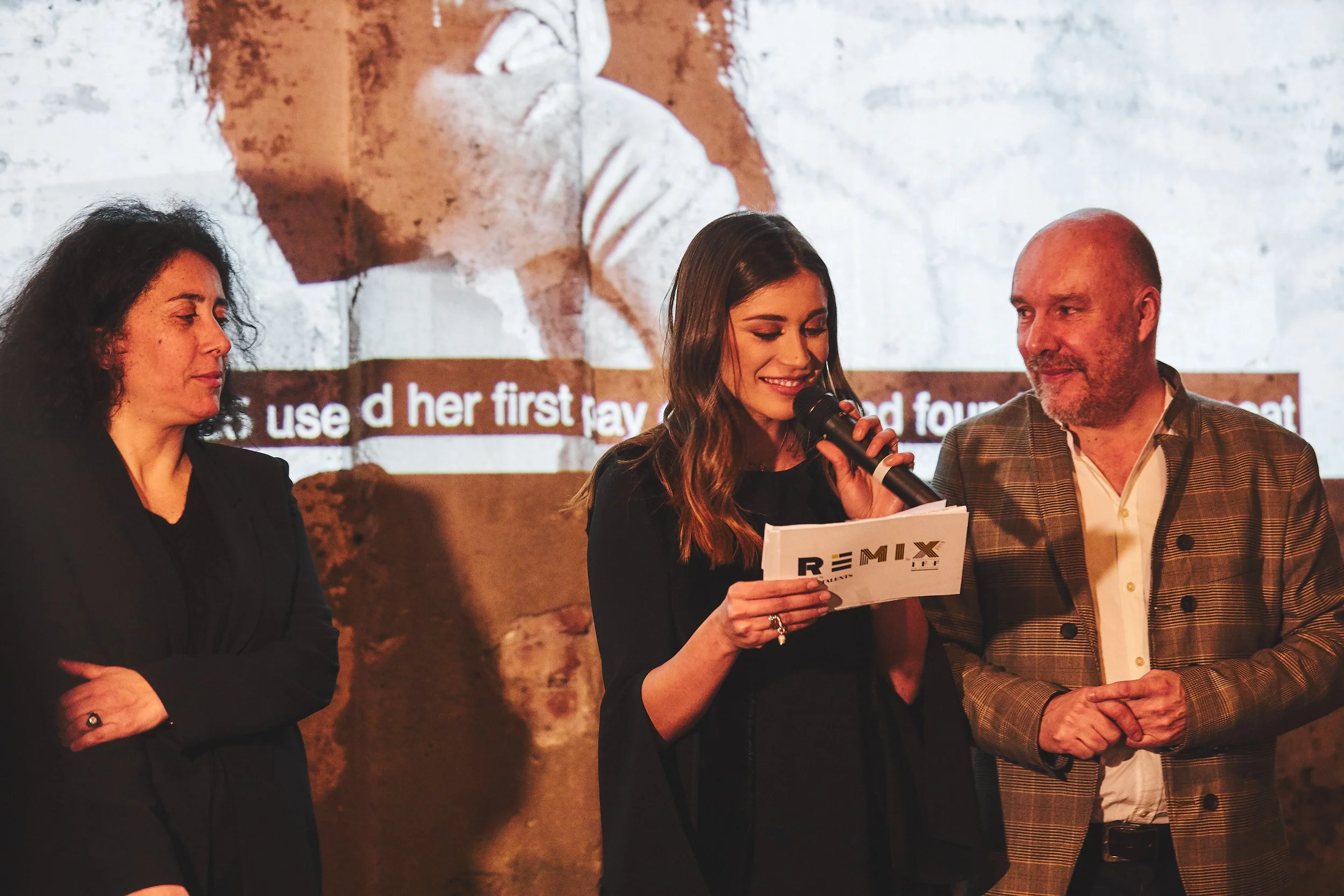 (left to right) Sara Sozzani Maino Head of Vogue Talents, actress, model and fashion influencer Ludovica Frasca and IFF CEO Mark Oaten.jpg