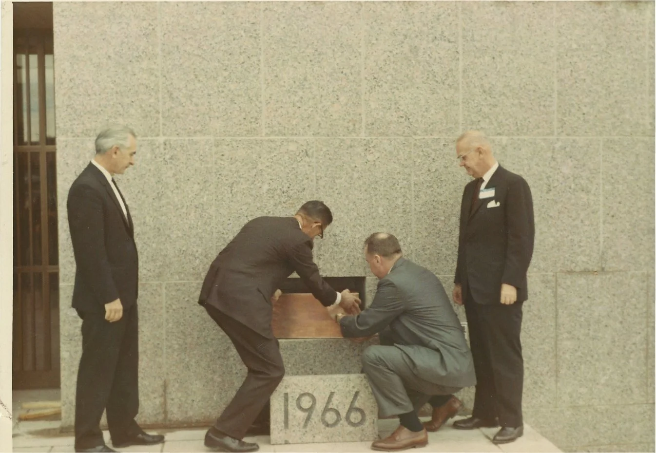 Cornerstone Installed - October 9th, 1966. Some items, including a copy of the Duluth Evening Herald of Saturday, September 19, 1891, taken from the old church were included. A new history of the church, an honor roll of these who made the new church