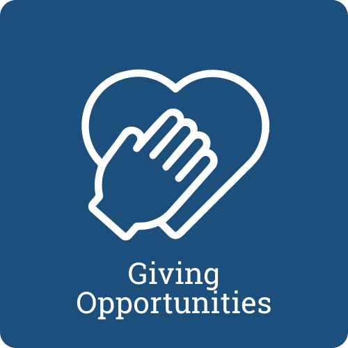 Icon of a heart with hands inside, and the text 'Giving Opportunities' below.