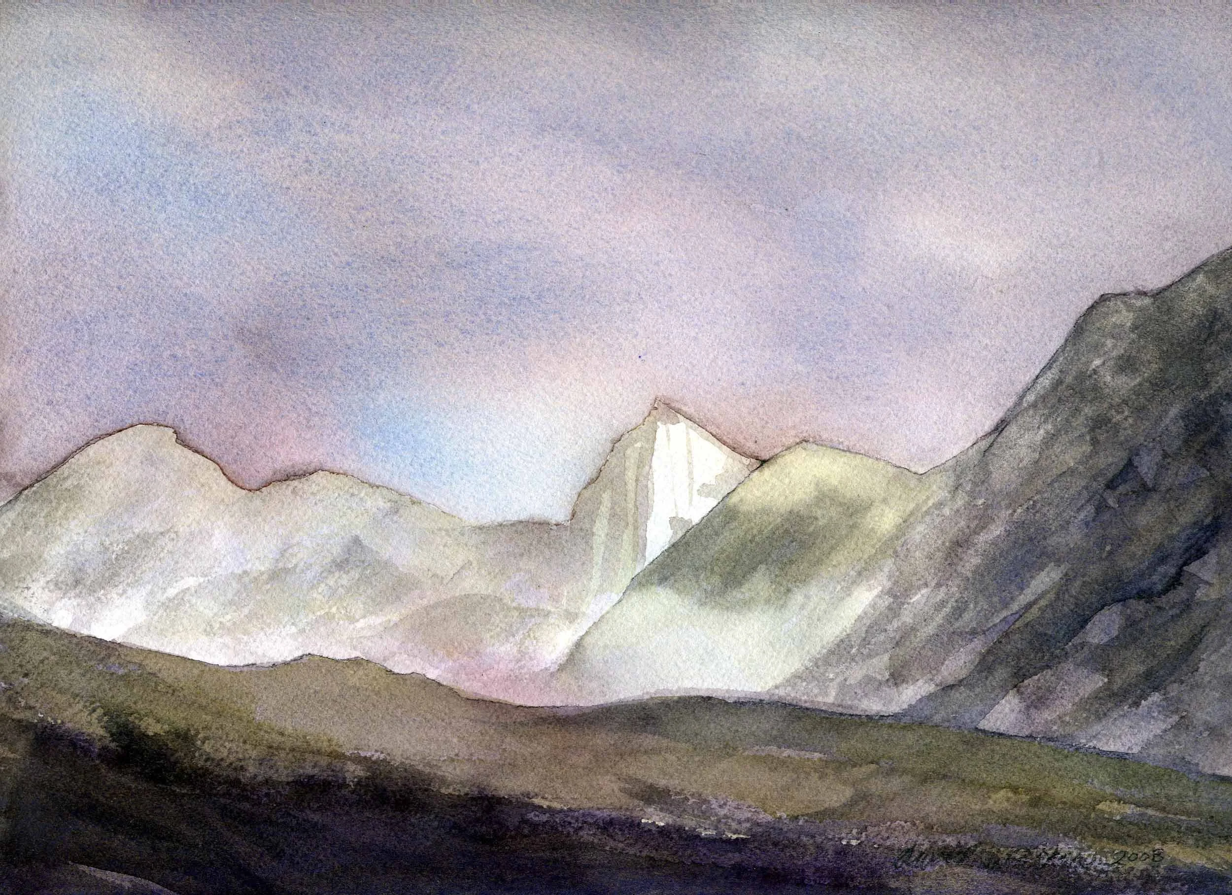 Kaslo View of Mount Loki across Kootenay Lake B.C.,
Water Color on Paper, 2008 30.5 X 22.9 cm .(12” X 9”)