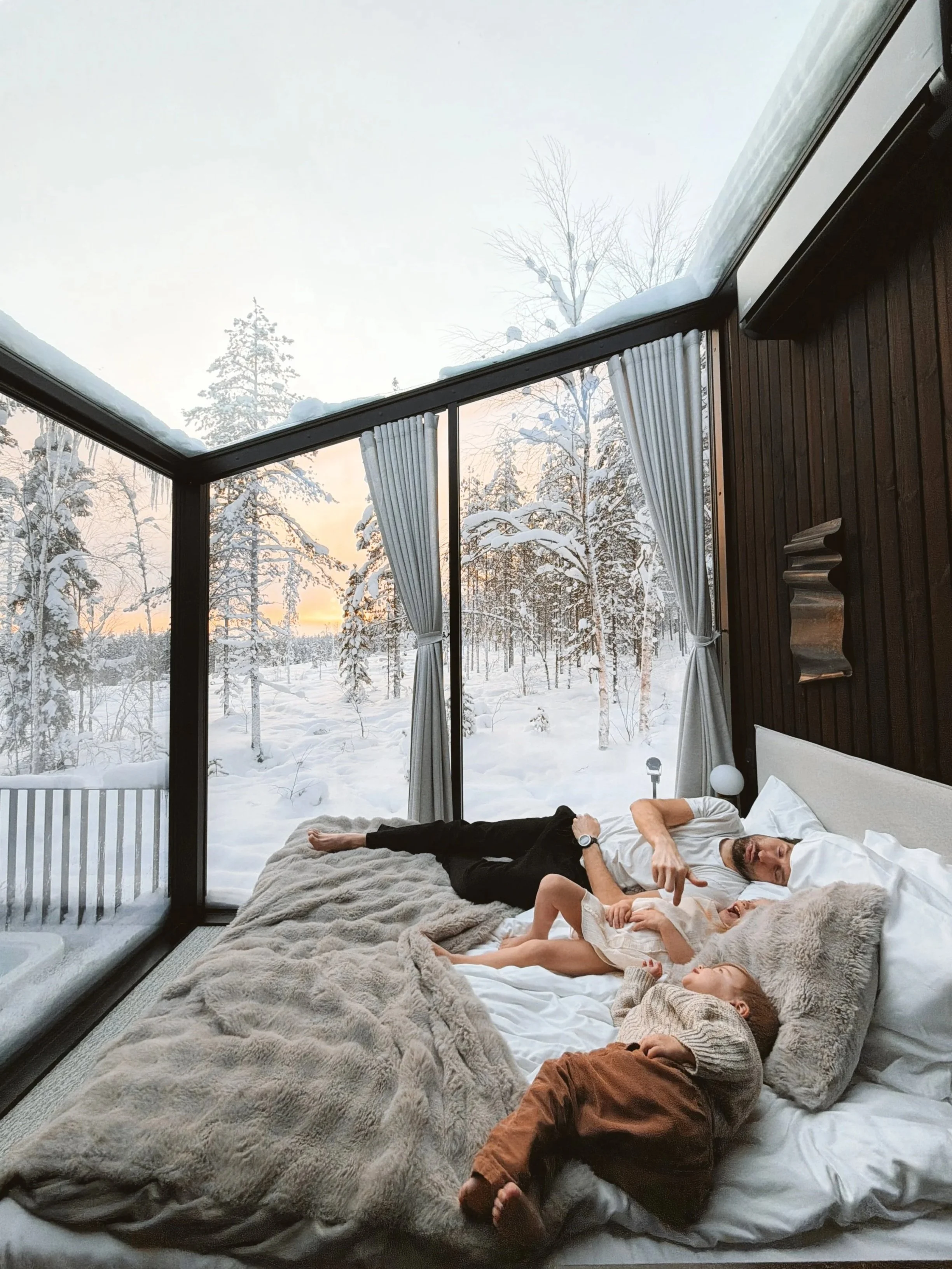 Panoramic glass roof in Halo Igloos in Lapland Rovaniemi