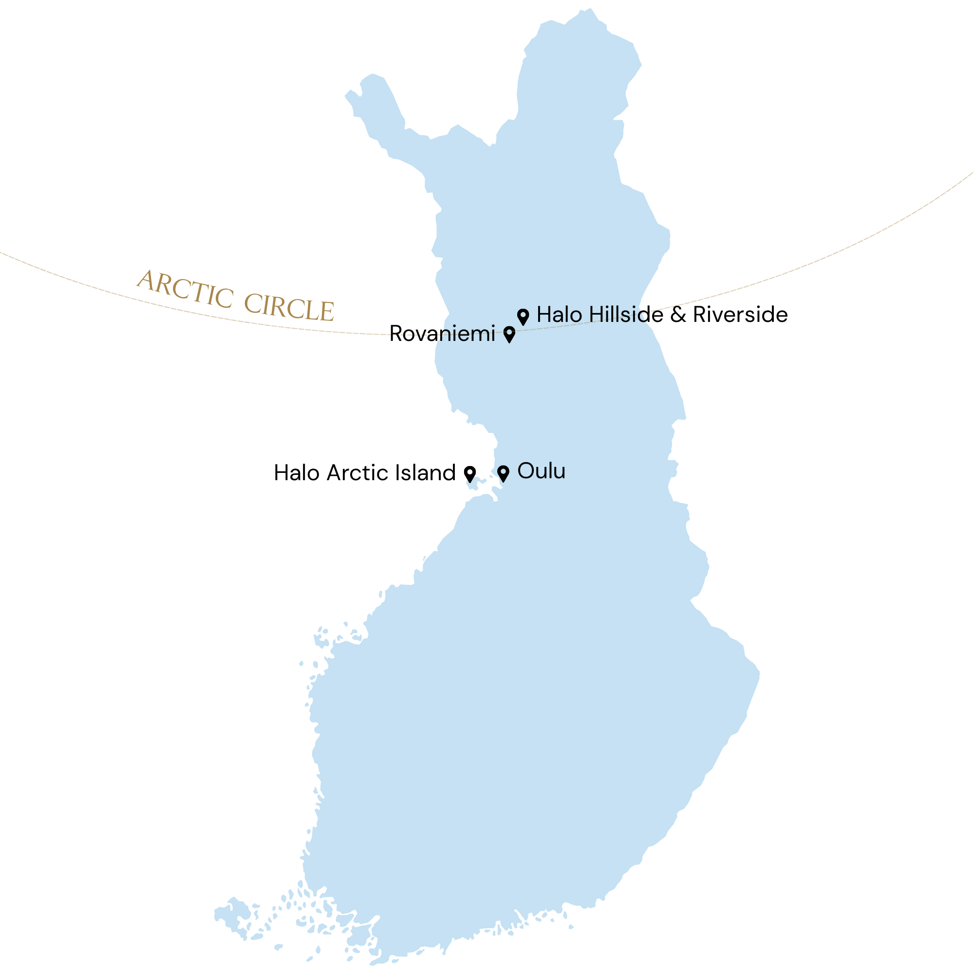 halo igloos map where location rovaniemi lapland finland
