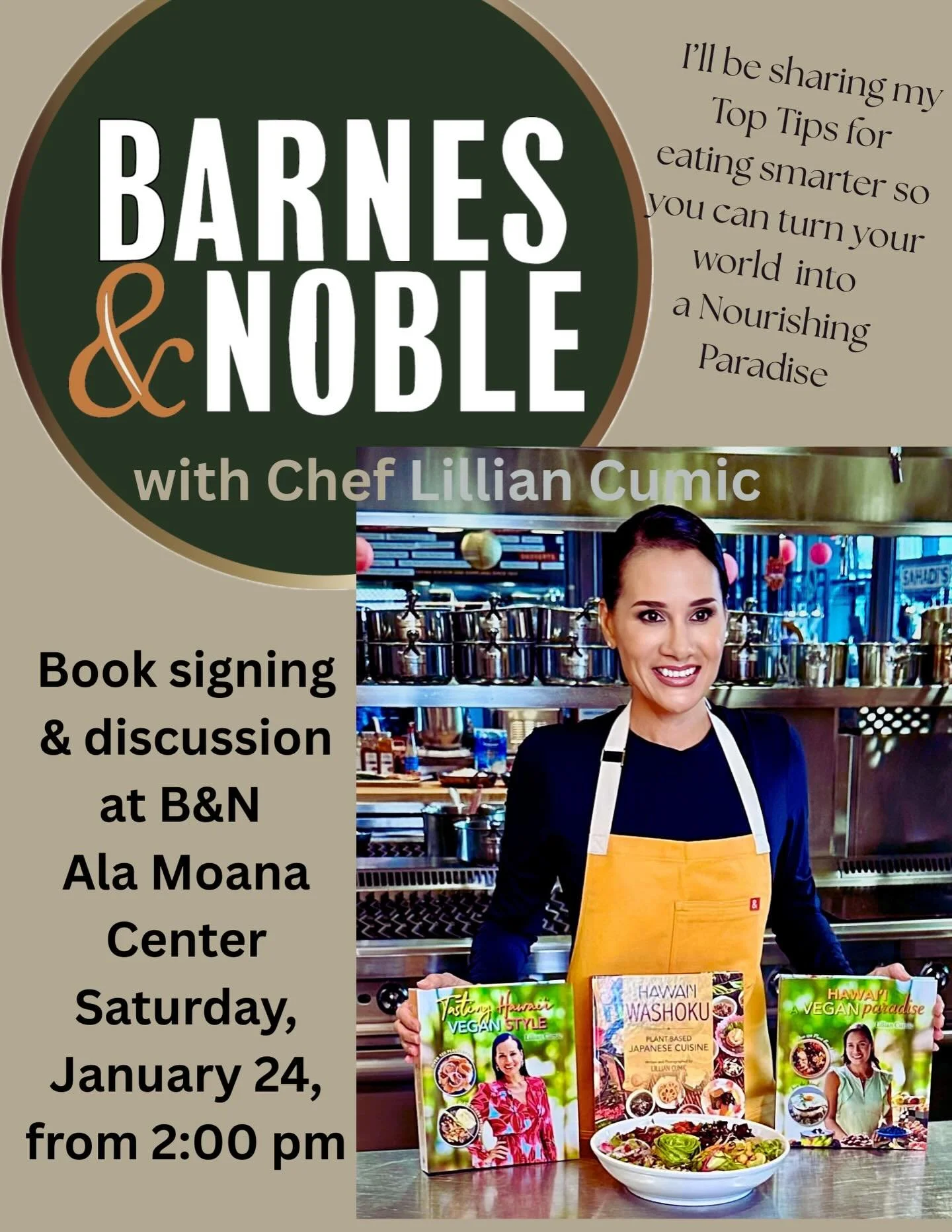FREE EVENT!!
Join me this Saturday from 2pm at Barnes &amp; Noble in Ala Moana Center for my talk on healthy eating and the lifestyle habits that helped me lose 30 pounds and get back in shape.
Please share this flyer and help spread the word!!🙏
@bn