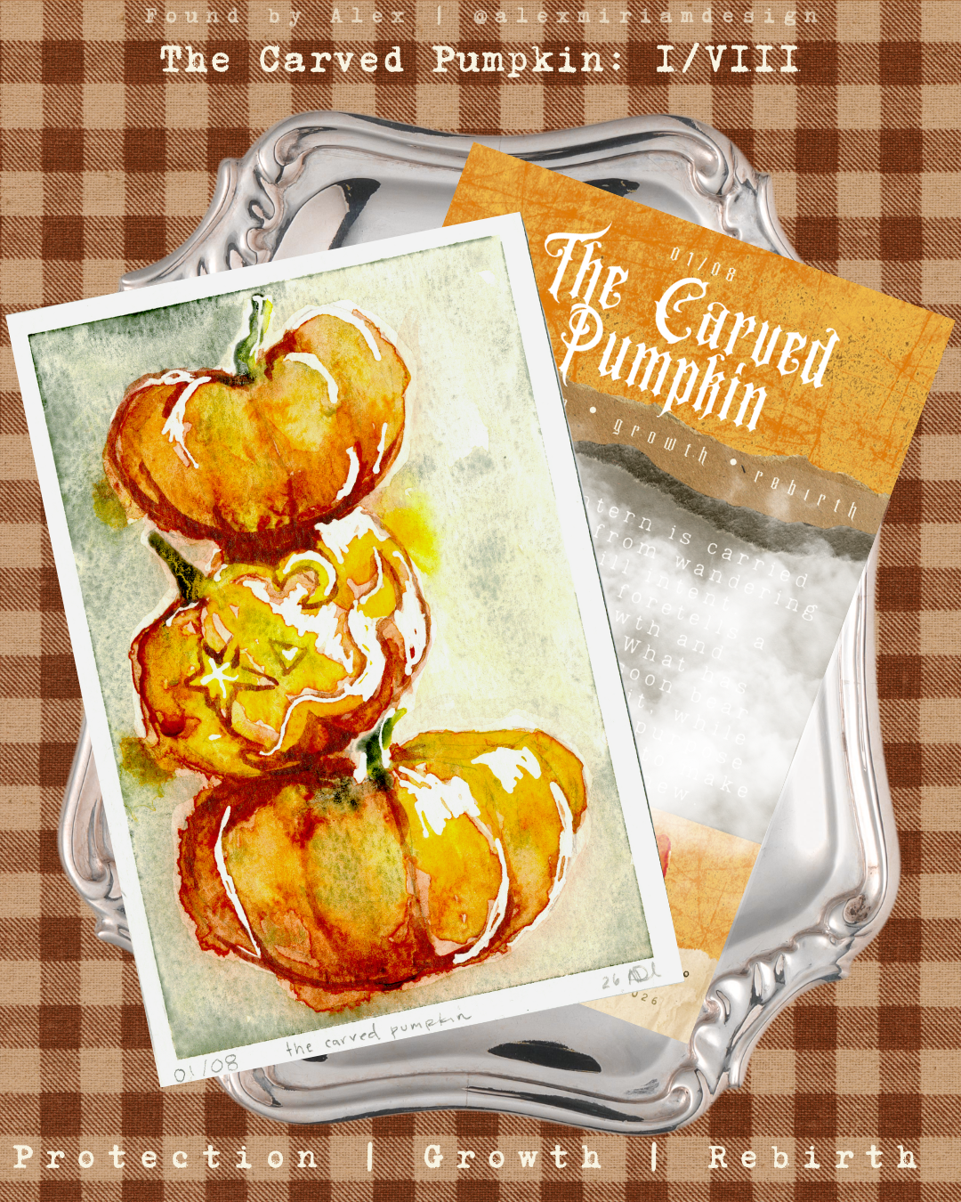 Carved Pumpkin, watercolor illustration