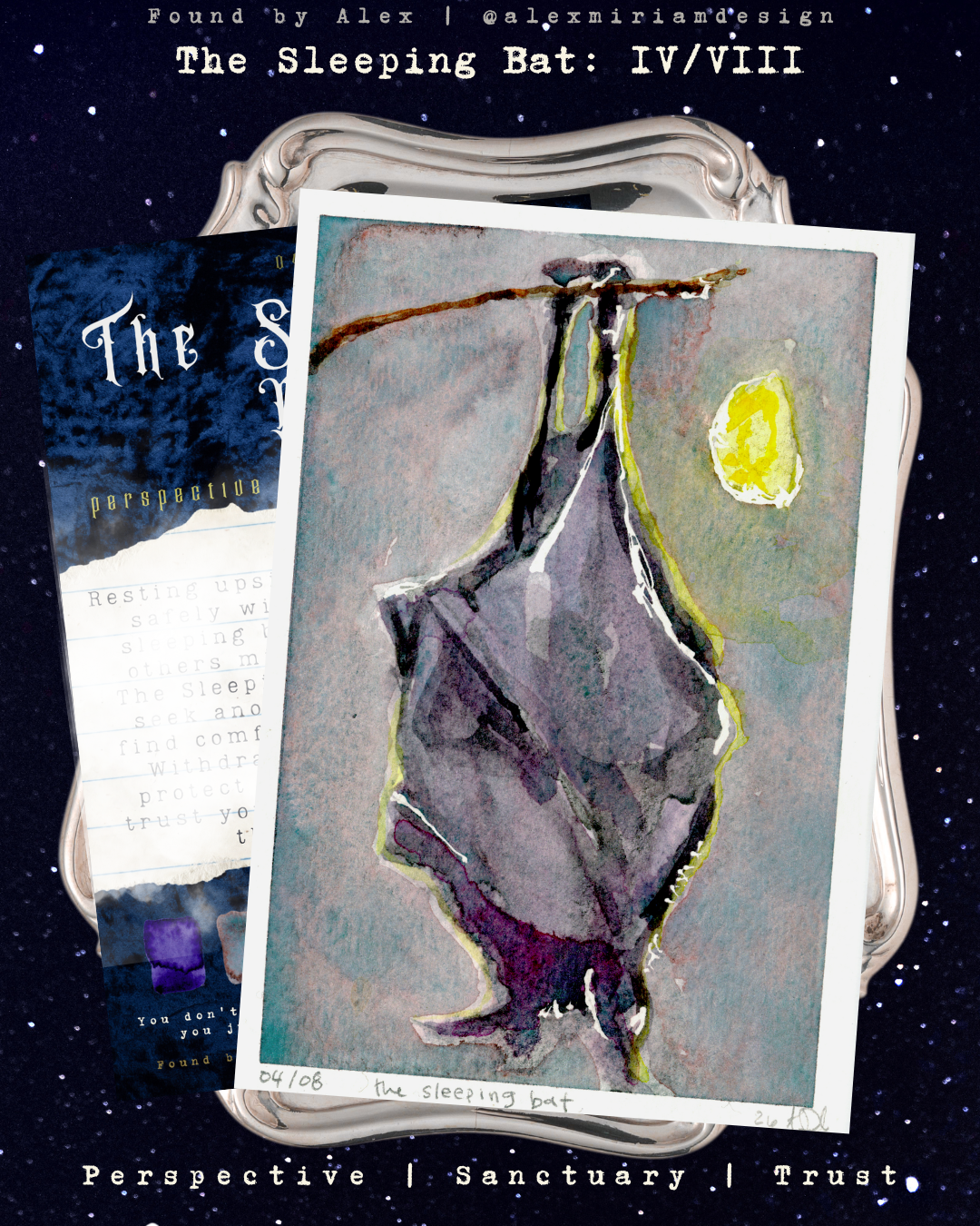 Sleeping Bat watercolor Illustration