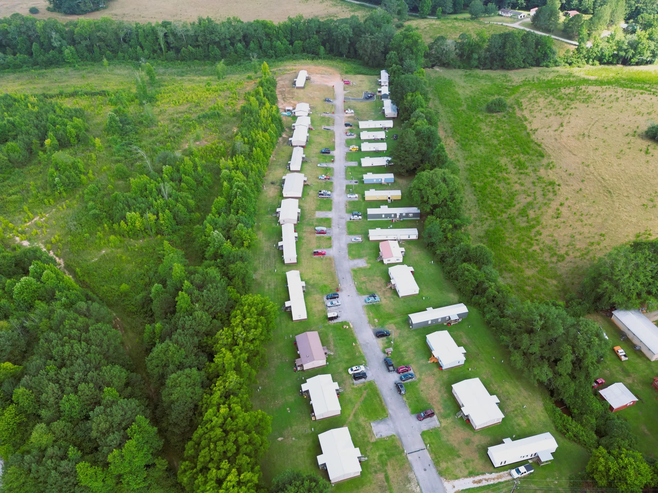 Bowdon, GA park: full-length aerial view