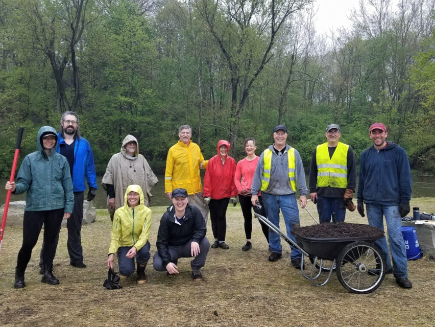 Millersville at Fall Creek Valley Volunteers in 2022 planting perennial wildflowers at Fall Creek Overlook