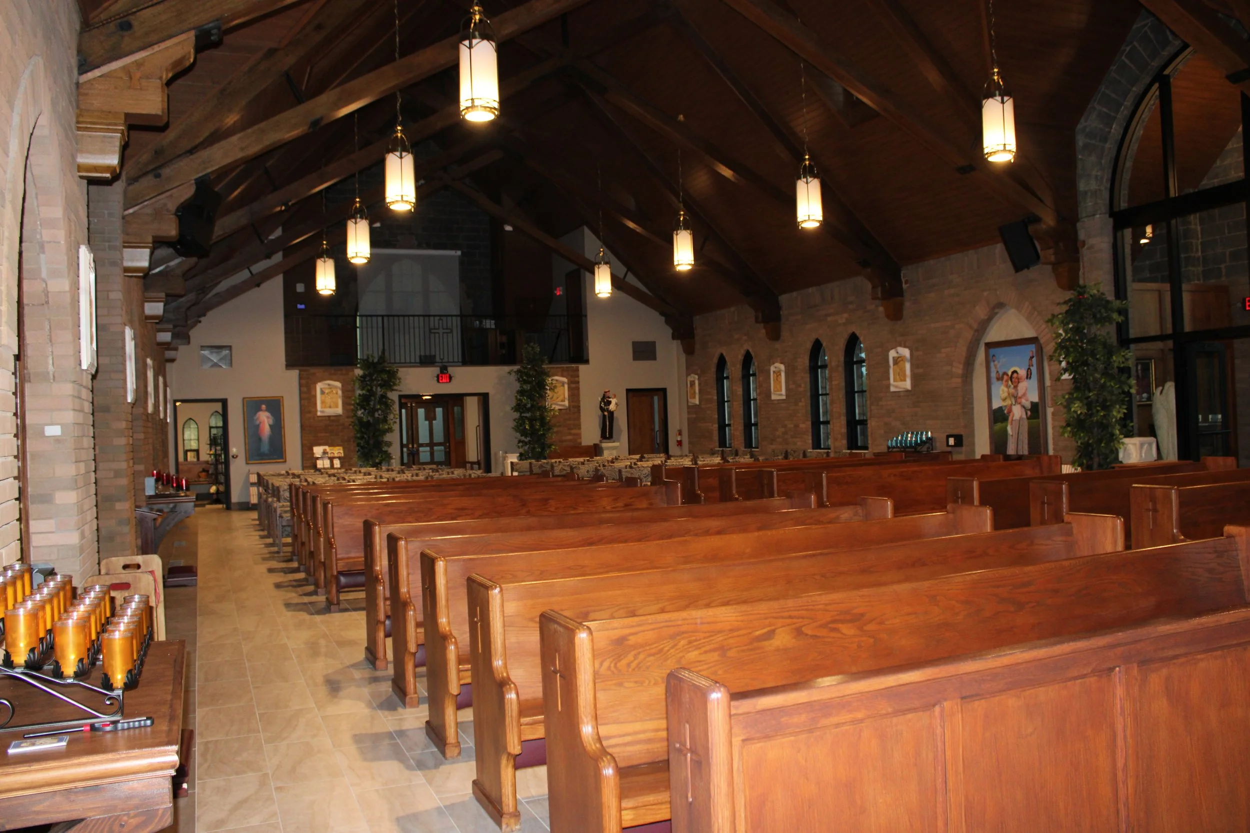Chapel seating from front corner