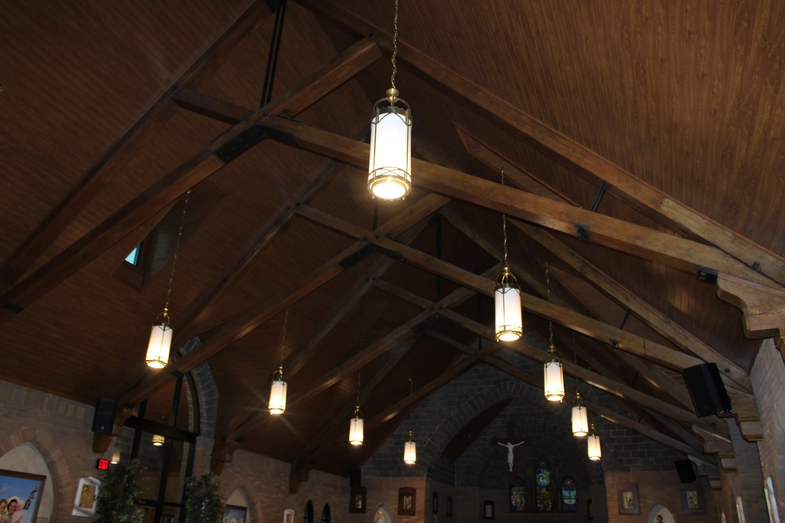Chapel ceiling + lights