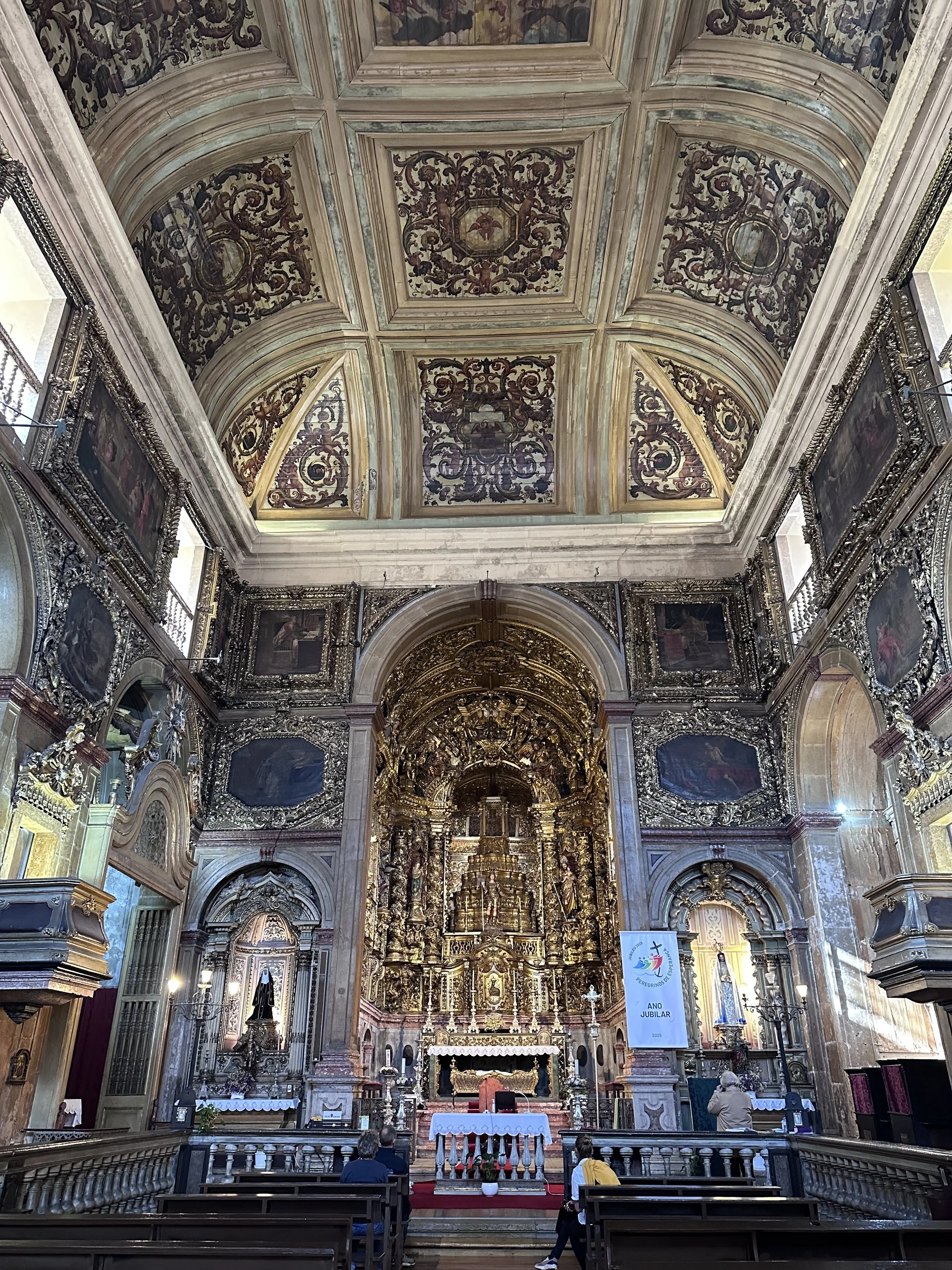 inside the church next to us