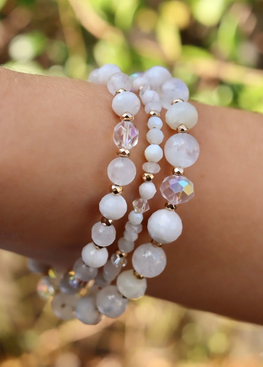 First Frost • New Year, New Beginnings • Moonstone • June • 3 Bracelet Stack