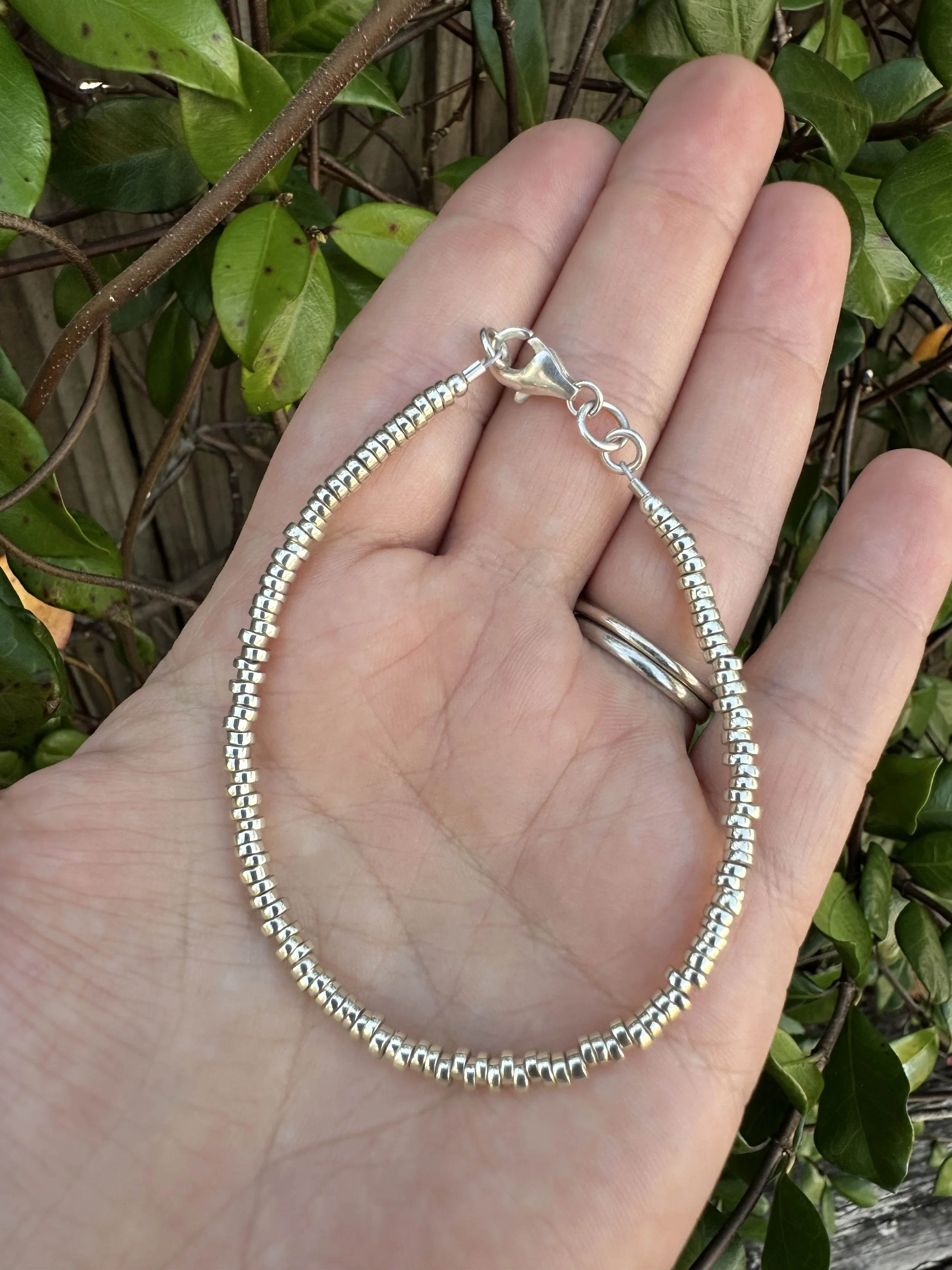 Champagne Tide, Sterling Silver & Miyuki Bead Bracelet, Lunar Tide Collection