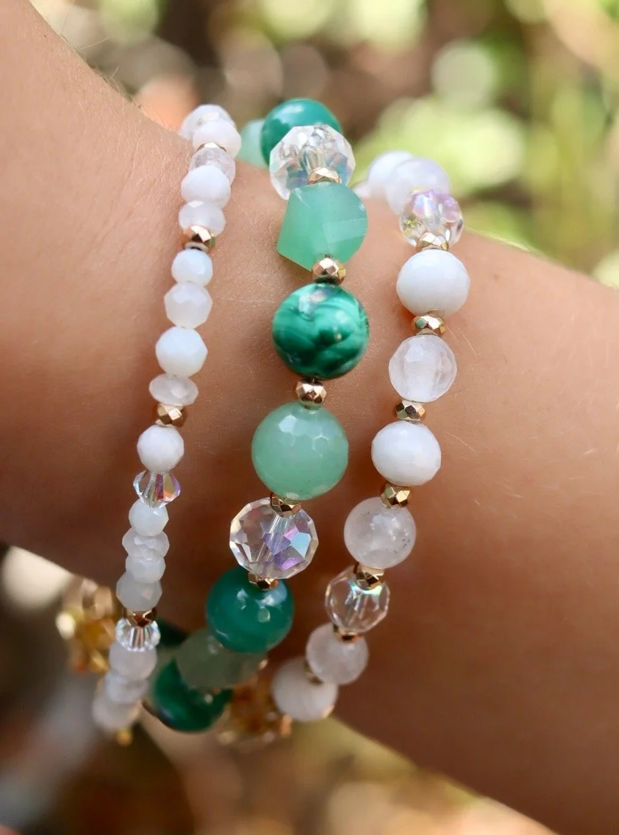 Christmas • The Frosted Spruce Stack • Renewal • Intuition • Optimism • 3 Bracelet Stack