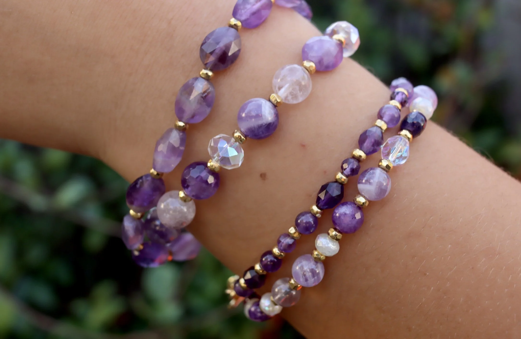 Calm Stack • Amethyst • February • 3 Bracelets