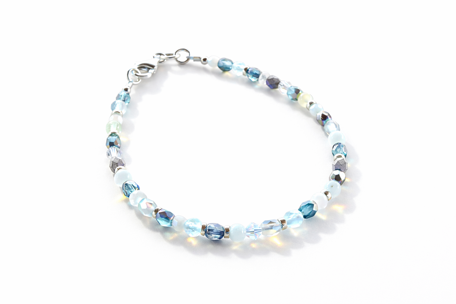 Aquamarine & Moonstone Bracelet • Courage & Guidance • March Birthstone Bracelet