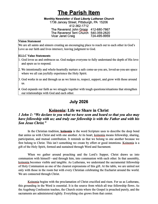 Parish Item July 2026