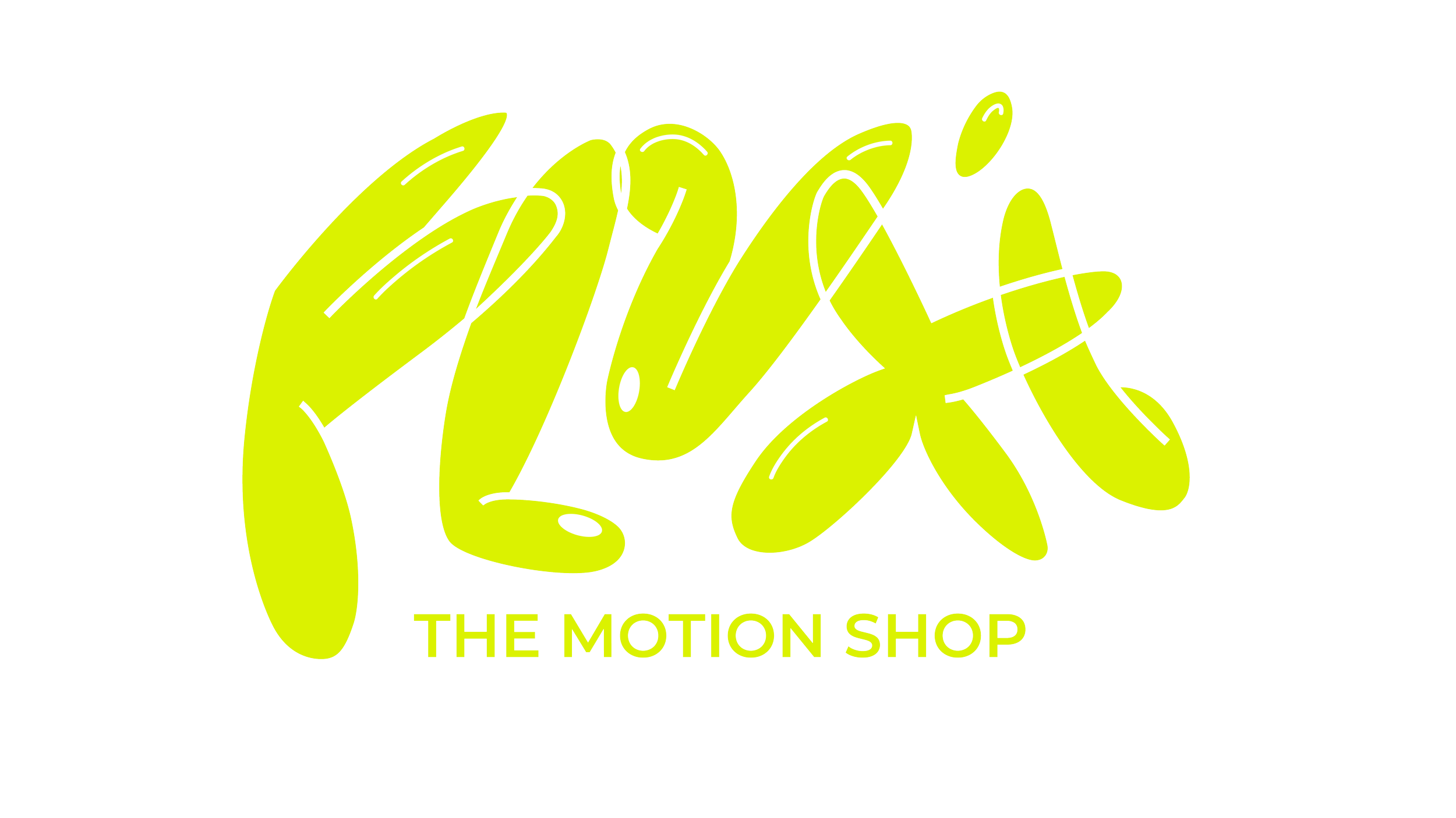 Bright yellow graffiti-style text reading 'Cluck' with 'The Motion Shop' beneath on a black background.