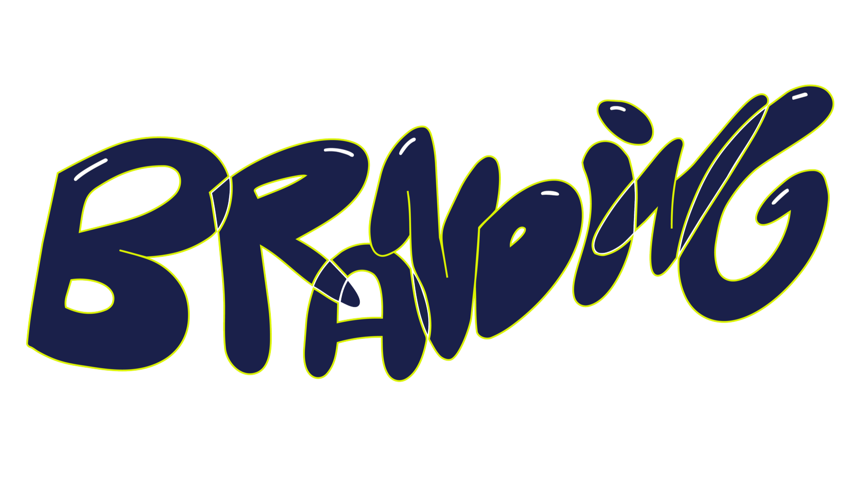 Bright neon text spelling out 'BRIGHT' in dark blue with a neon green outline.