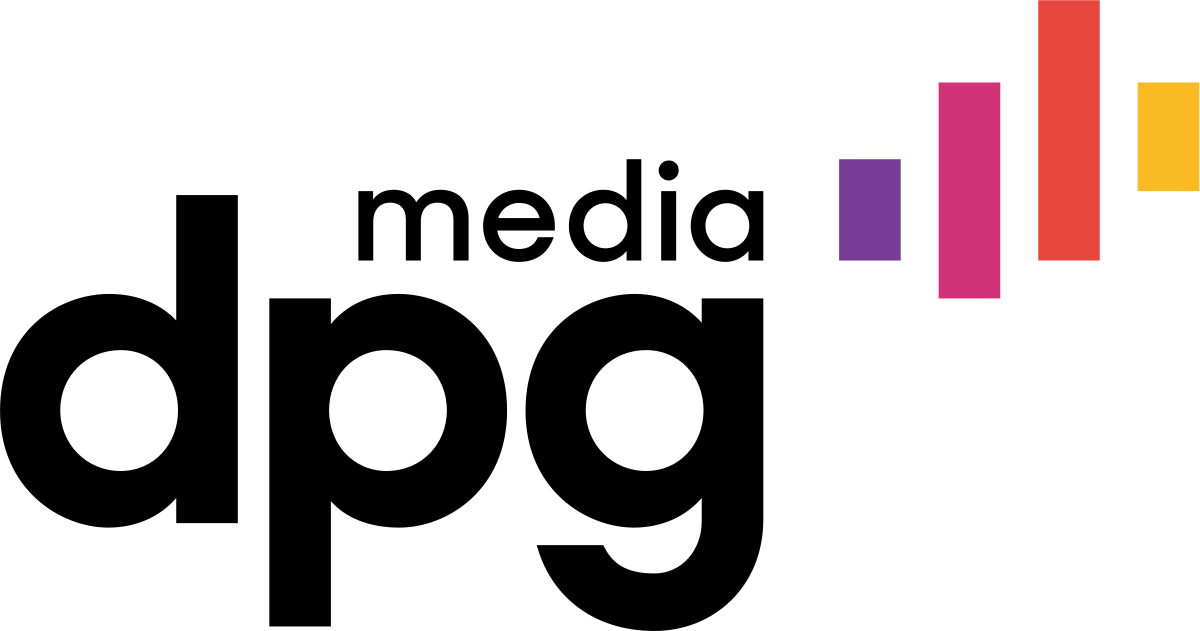The image features a horizontal black SVG logo with the word 'Google' in a stylized font. To the right of the text are five vertical, multicolored bars in shades of purple, pink, red, and yellow, resembling a bar graph.