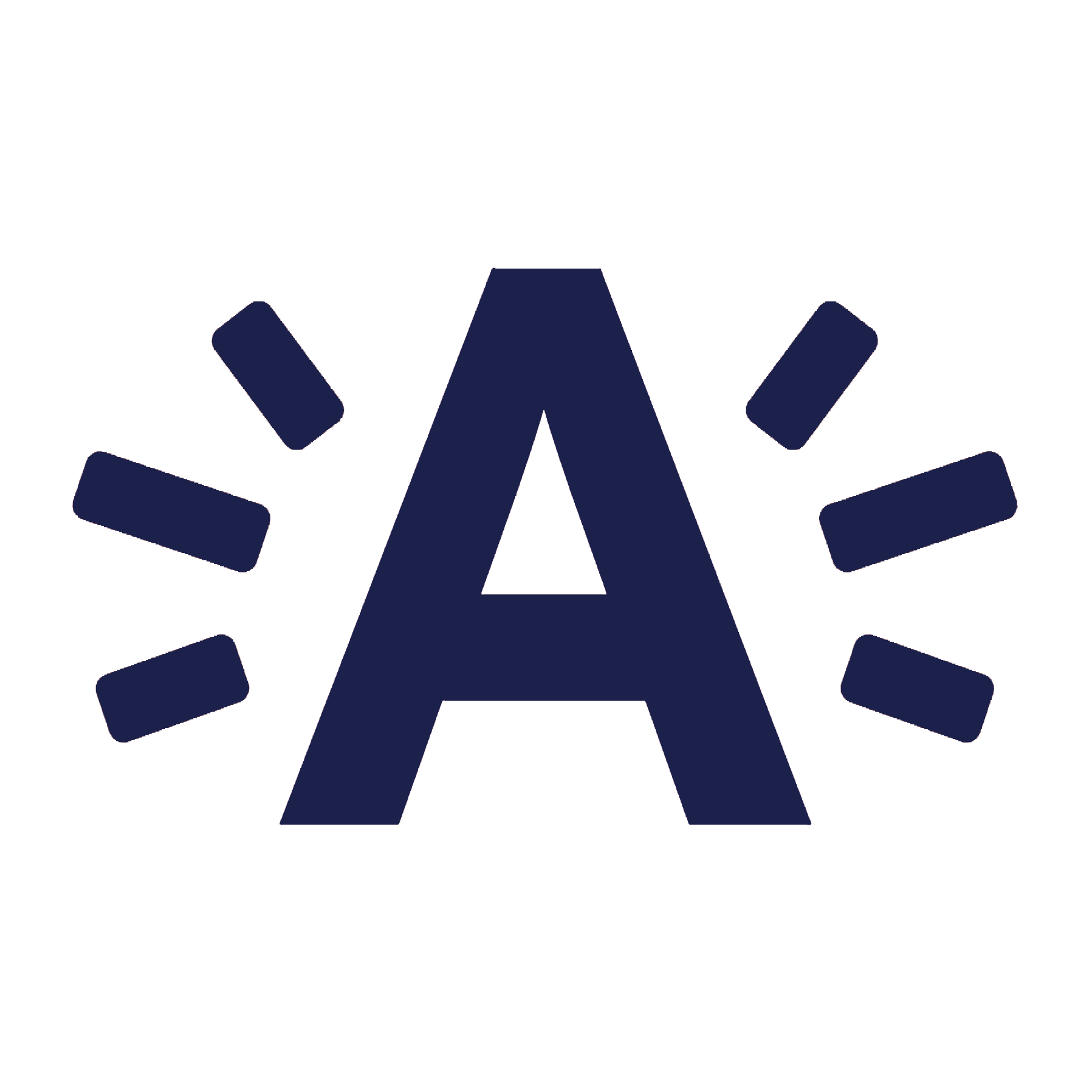 Letter A with radiating lines around it, suggesting emphasis or highlight.