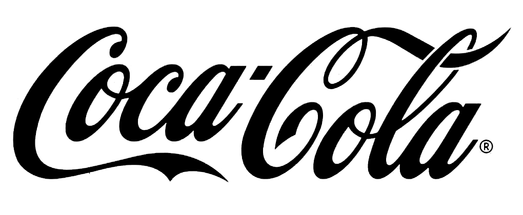 Coca-Cola logo in black and white.