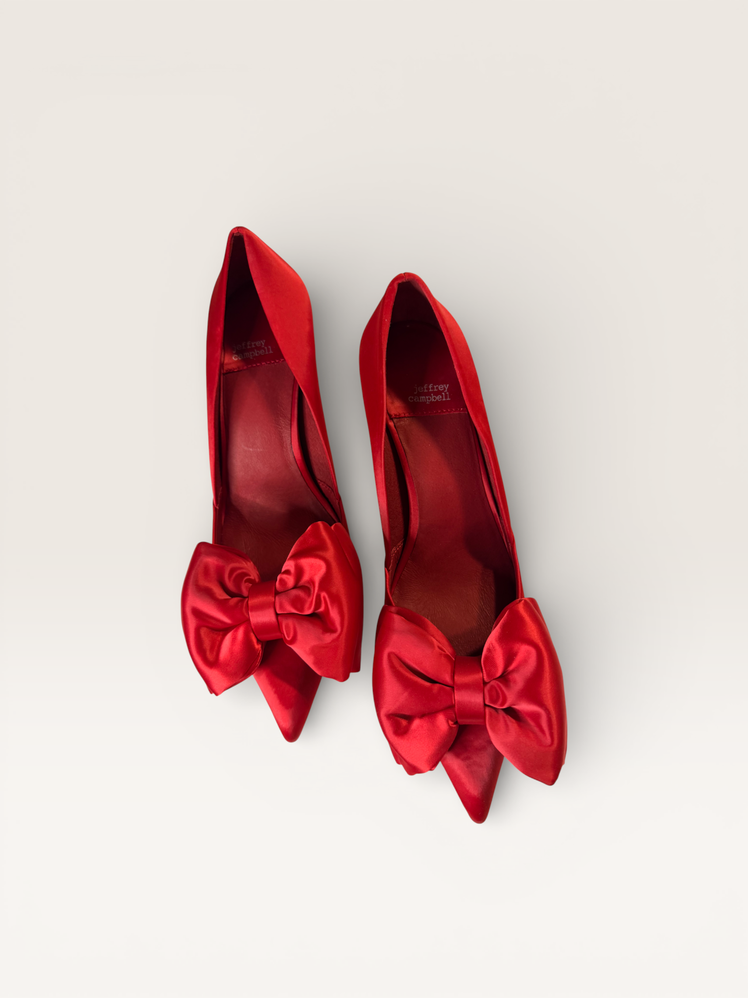 Jeffrey Campbell Red Satin Bow Pumps
