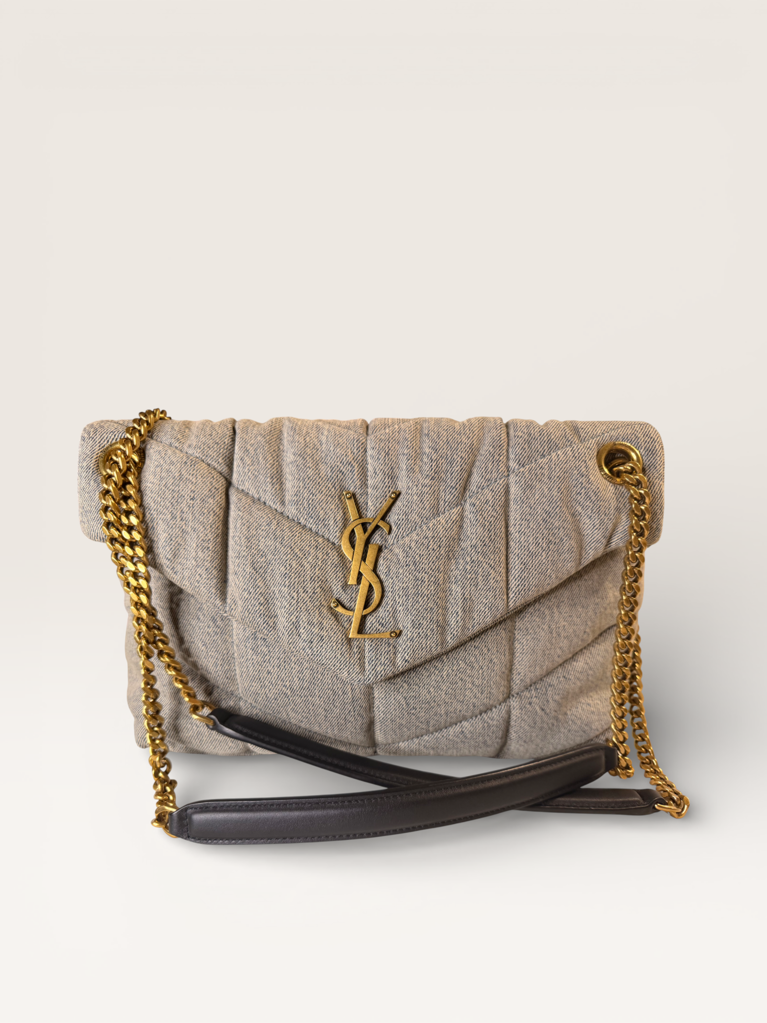Saint Laurent Quilted Denim Envelope Chain Bag
