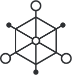 A simple geometric abstract design featuring interconnected lines and circles.