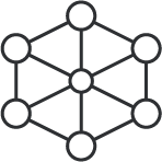 A diagram of a network or molecular structure with circles connected by lines.