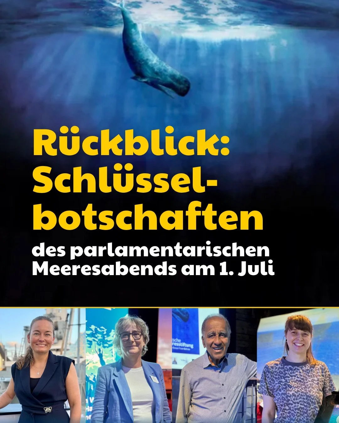 Wozu brauchen wir mehr Meeresbewusstsein und wie k&ouml;nnen wir das erreichen?

💬 Am 1. Juli sprachen Prof. Dr. Mojib Latif, Dr. Wiebke Endres, Katja G&uuml;nther und Dr. Alica Torkov im Rahmen des parlamentarischen Meeresabends &uuml;ber Bildungss