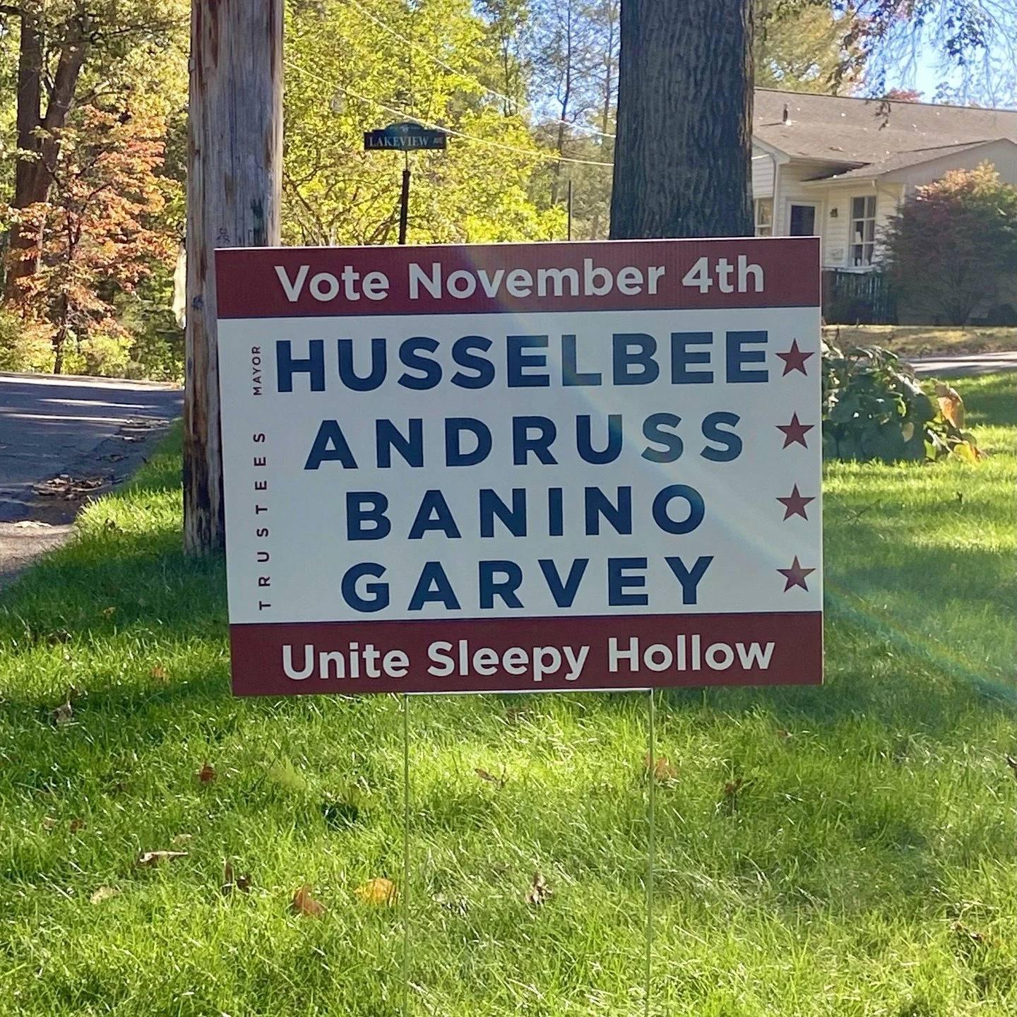 The Unite Sleepy Hollow movement is growing! 🥳 
Driving around town and seeing all these yard signs has us incredibly thrilled by the support.
We need to keep this energy going until Election Day! Please take a moment to remind your friends and fa