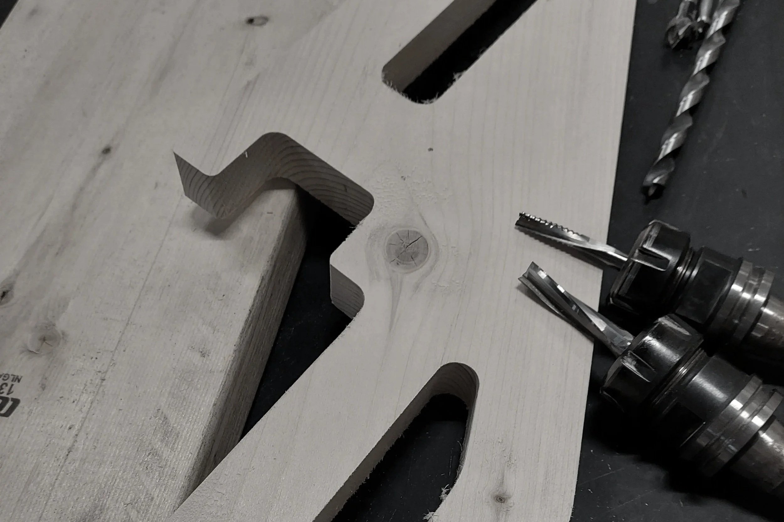 CNC cut wood component manufactured for a consumer goods client by Tempest Industries in Sarnia, Ontario.