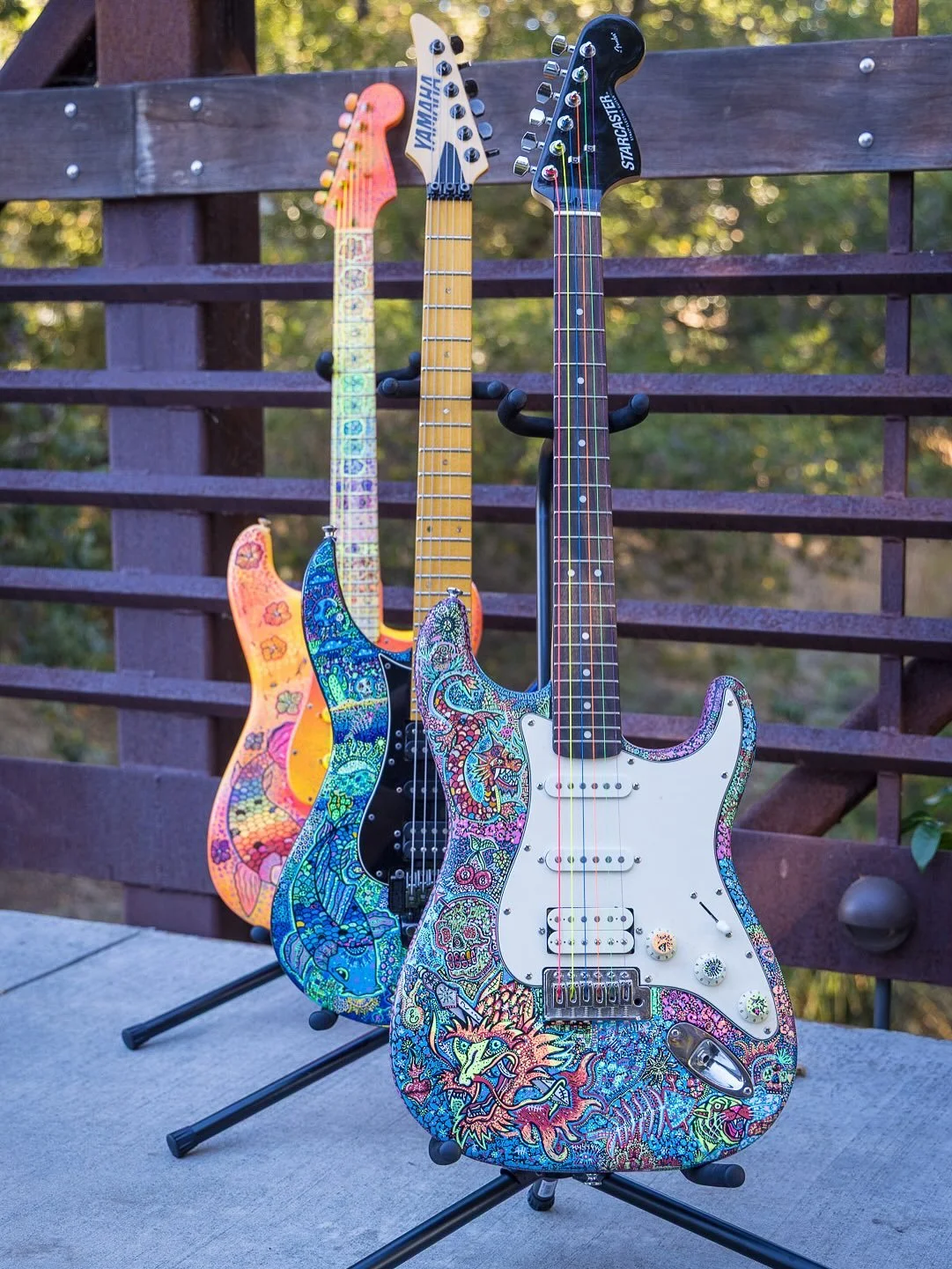 Emilie Rosati Guitars! 🎸☮️ Learn more about custom guitars at emilierosatiart.com @e.rosatiart #customguitar #guitarart #electricguitar #fender #emilierosati #guitar #art 📸Photo Cred: @cheshiredave