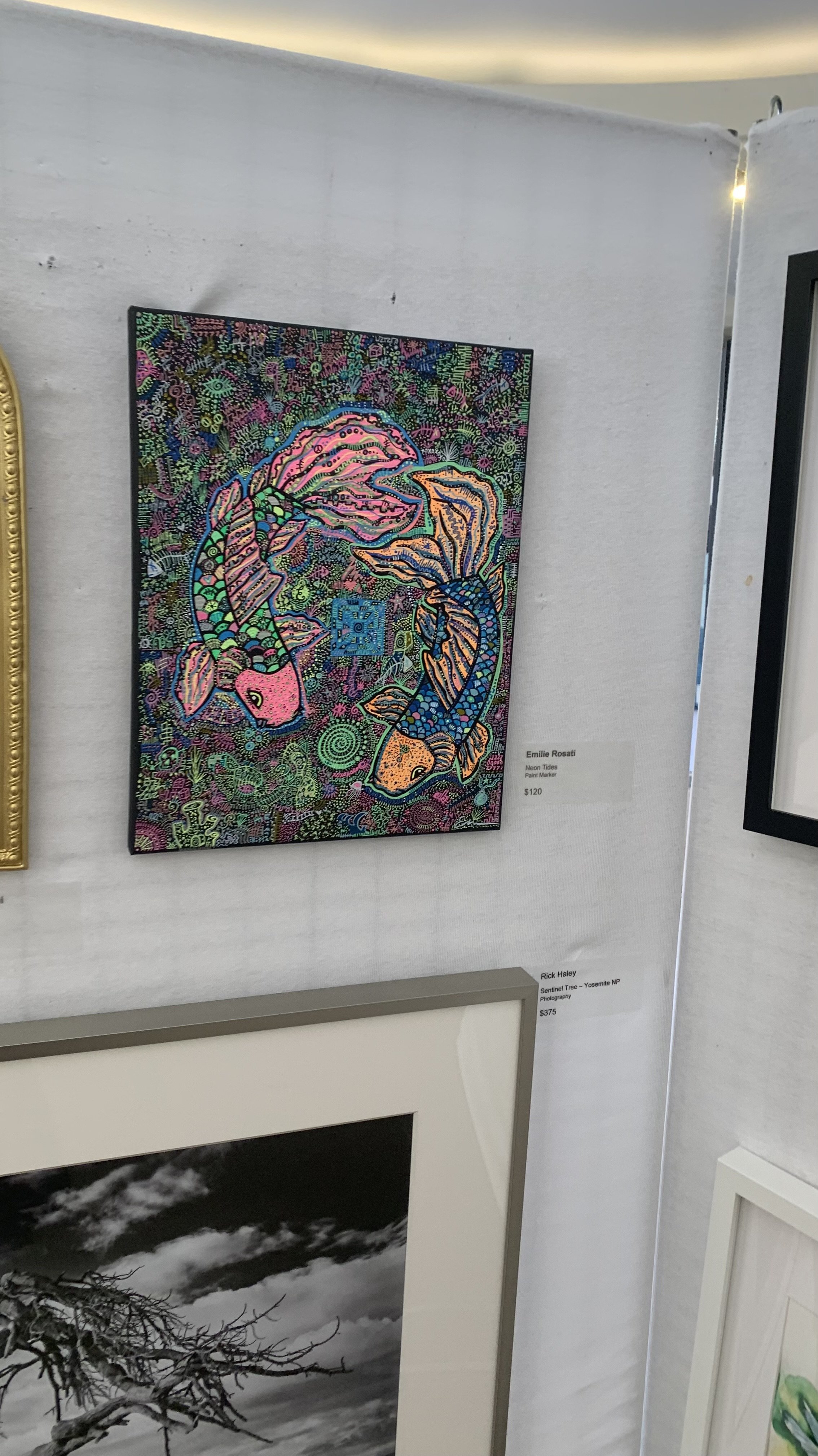 My piece "Neon Tides" on display at the Primavera Spring Art show 2025 Hosted by the Blackhawk Gallery