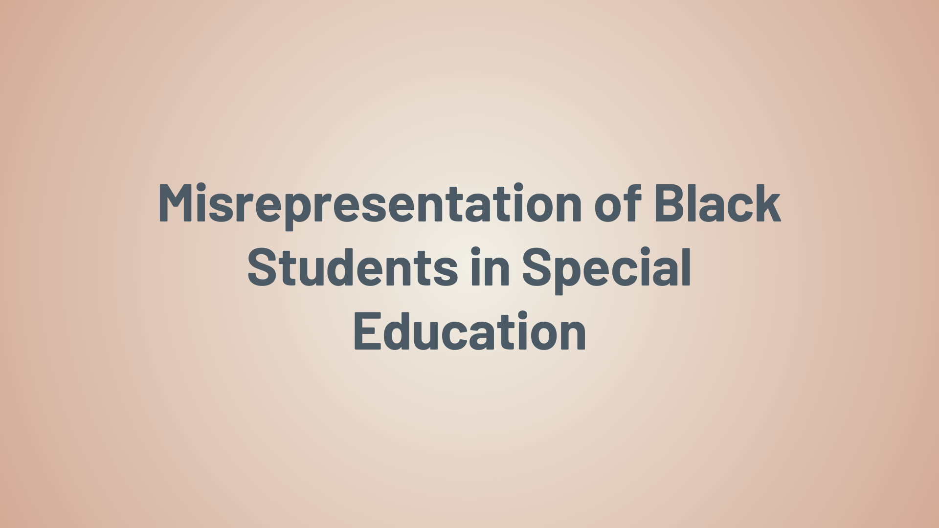 Misrepresentation of Black Students in Special Education