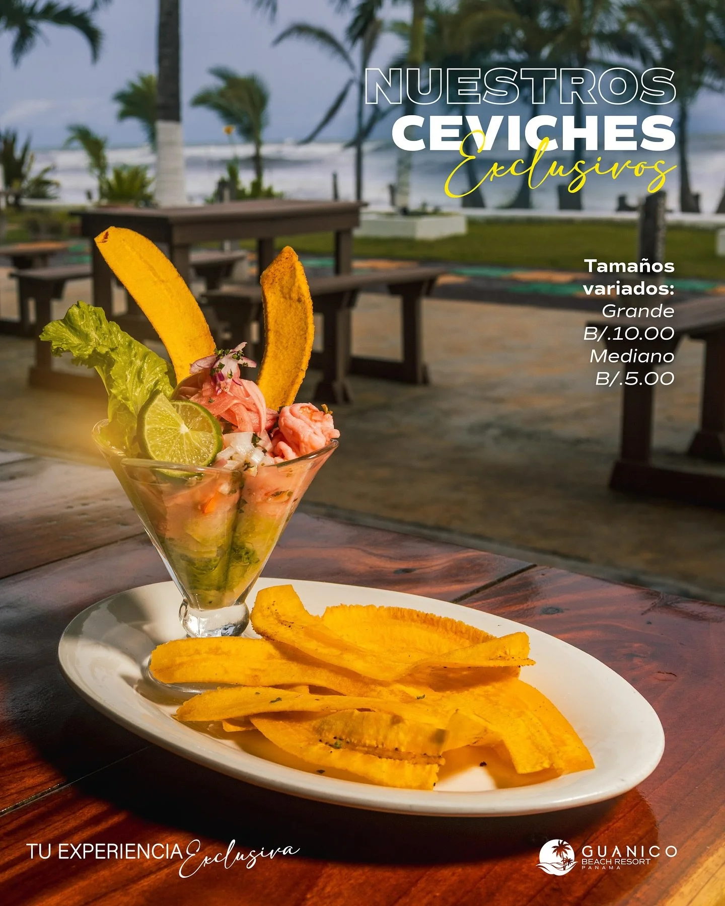 Visita nuestro acogedor hotel frente a la hermosa playa Guánico y degusta un sabroso ceviche al sonar de las tranquilas olas del mar pacífico.