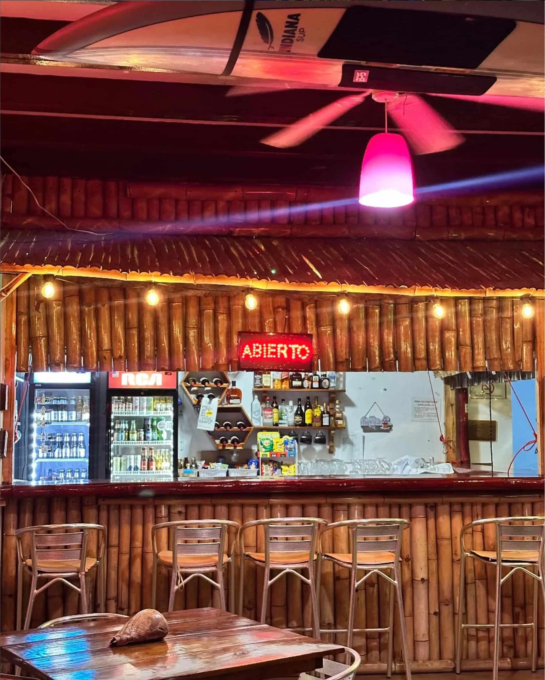 The bar at Guanico Beach Resort restaurant