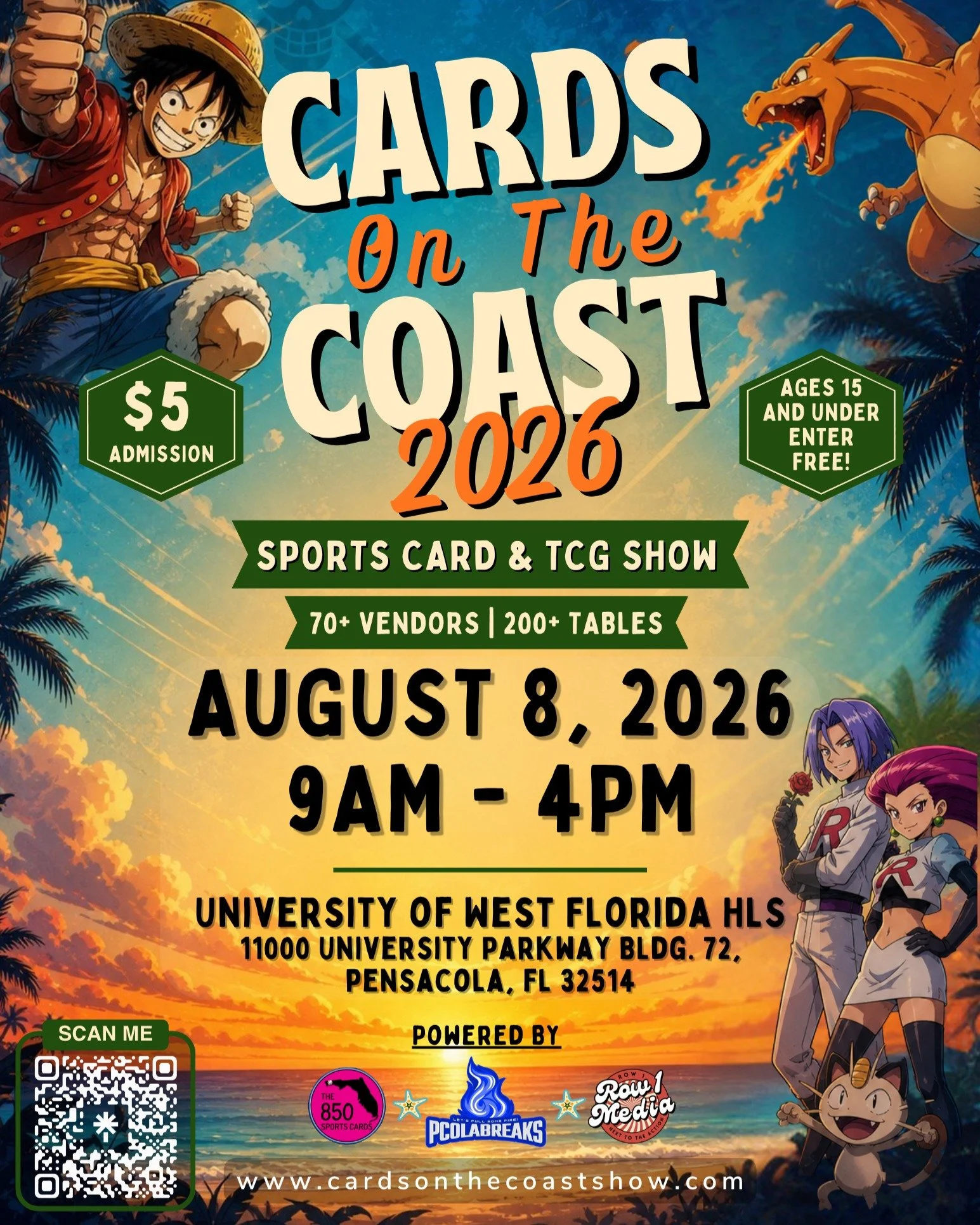 The Gulf Coast&rsquo;s premier card show returns bigger than ever in 2026 🔥
Join us for a full day of sports cards, TCG, collectibles, buying, selling, trading, and connecting with the hobby community right here on the Gulf Coast.
🃏 70+ Vendors
🪑 