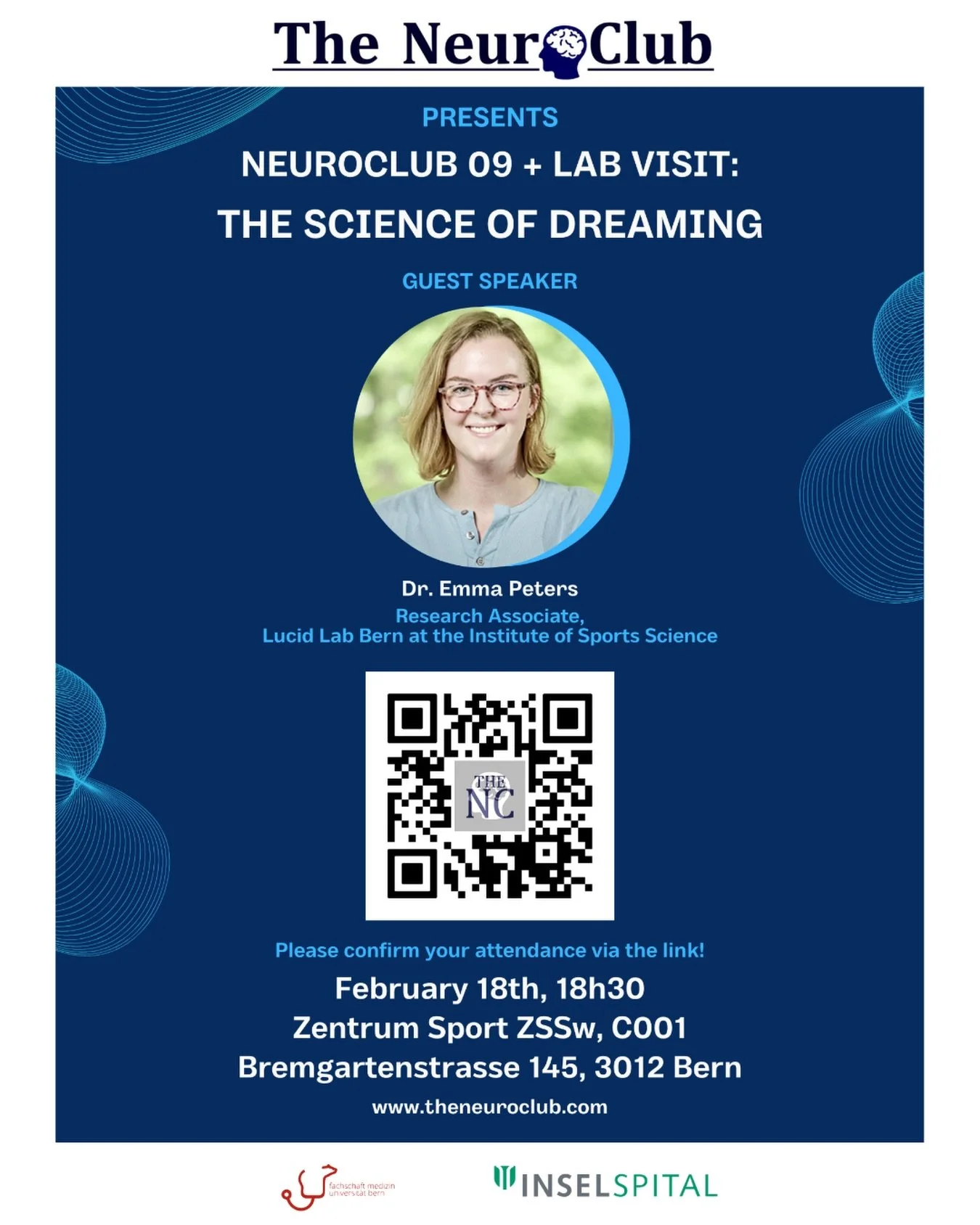 Dear NeuroClub Members,

We are pleased to invite you to NeuroClub 09, our first event of the spring semester! This time, we are thrilled to visit our guest speaker, Dr.  Emma Peters, research associate at the Lucid Lab at the Institute of Sports Sci